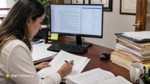 legal translator checking legal documents